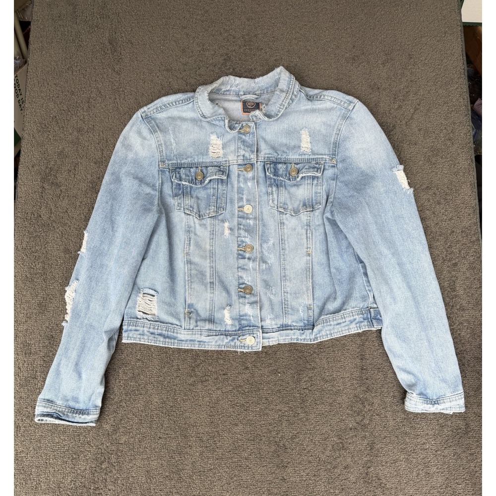 Boom Boom Jeans Distressed Denim Jacket Light Wash XL JK14988Z Trucker
